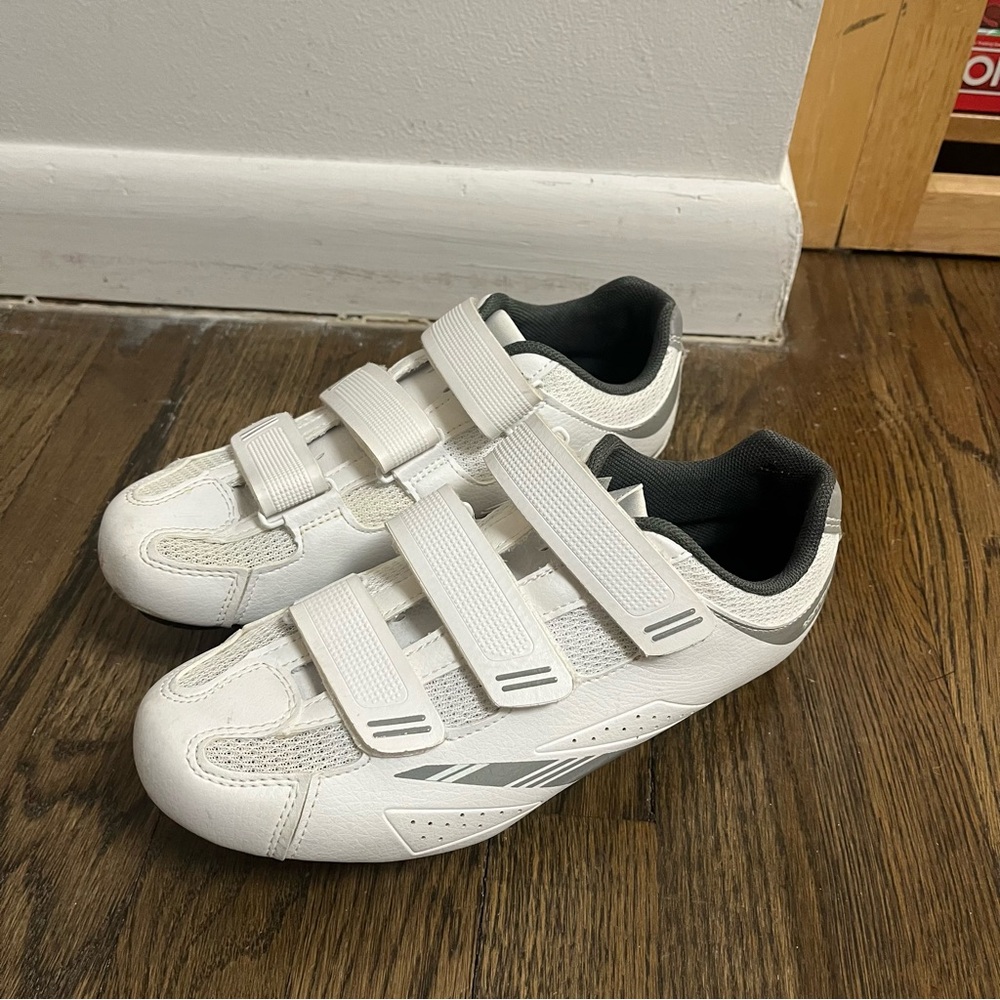 Women's White Cycling Shoes with Cleats